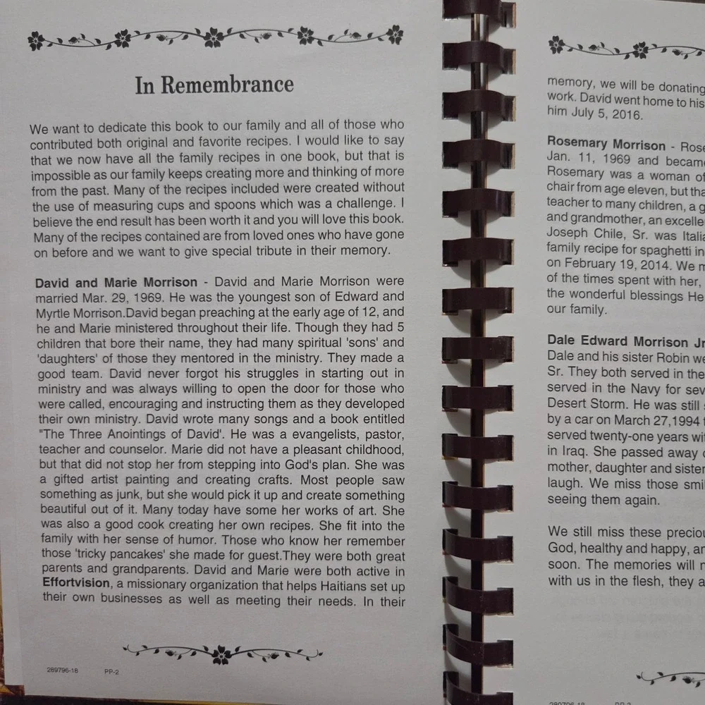 Our Family Heritage Cookbook Edward and Myrtle Morrison 2018 Michigan